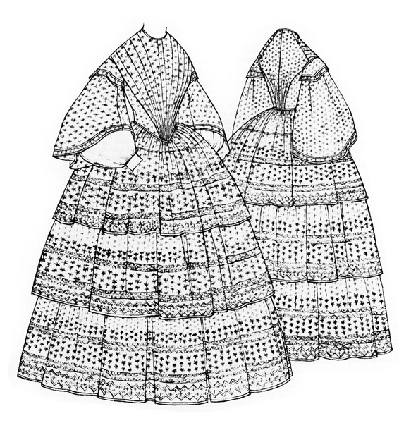 Muslin day dress c.1852-6